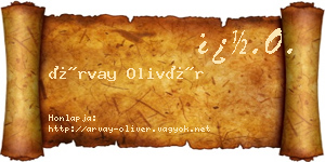 Árvay Olivér névjegykártya